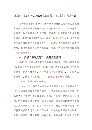 实验中学2022-2023学第一学期工作计划.docx