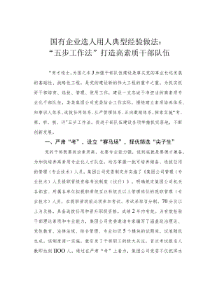 国有企业选人用人典型经验做法：“五步工作法”打造高素质干部队伍.docx