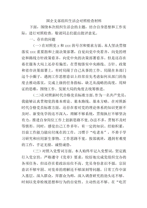 国企公司支部组织生活会对照检查材料.docx