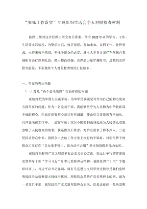 “狠抓工作落实”专题组织生活会个人对照检查材料7篇（对照两个必须始终）.docx