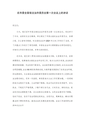 在市委全面依法治市委员会第一次会议上的讲话.docx