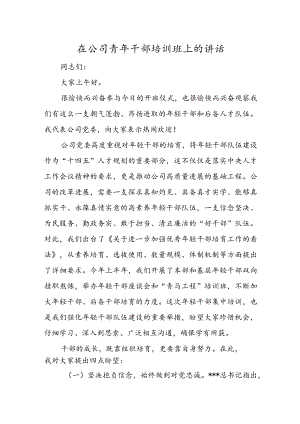 在公司青干部培训班上的讲话.docx