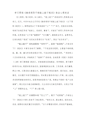 学习贯彻《推进领导干部能上能下规定》体会心得发言.docx