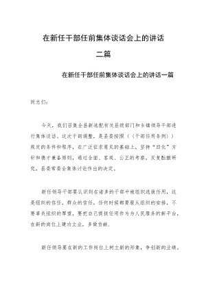 在新任干部任前集体谈话会上的讲话三篇.docx