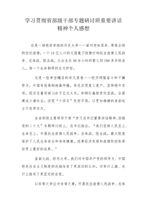 学习贯彻省部级干部专题研讨班重要讲话精神个人感想.docx