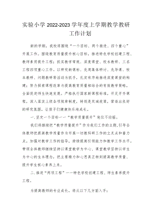 实验小学2022-2023学上学期教学教研工作计划.docx