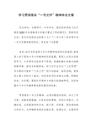 学习贯彻落实“一号文件”精神体会文章.docx