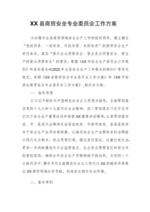 XX县商贸安全专业委员会工作方案.docx