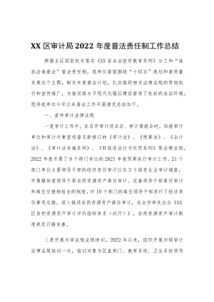 XX区审计局2022年度普法责任制工作总结.docx