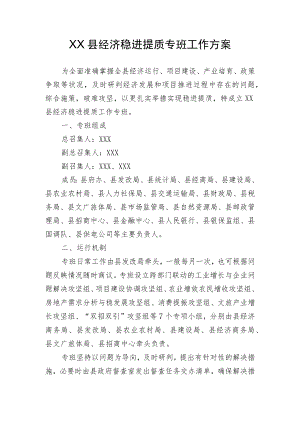 XX县经济稳进提质专班工作方案.docx