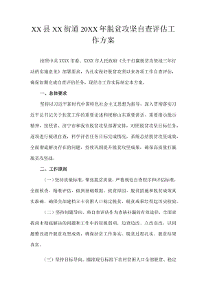 XX县XX街道20XX年脱贫攻坚自查评估工作方案.docx