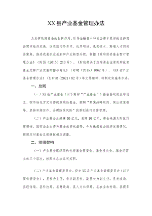 XX县产业基金管理办法.docx