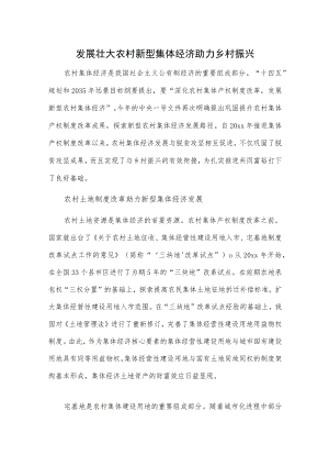 1、发展壮大农村新型集体经济助力乡村振兴 2、以新型集体经济促进农村共同富裕.docx