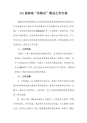 XX县耕地“非粮化”整治工作方案.docx