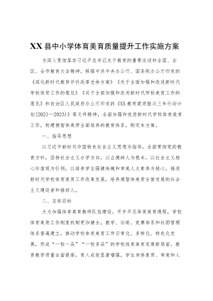 XX县中小学体育美育质量提升工作实施方案.docx