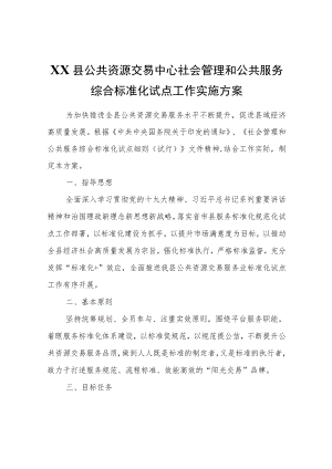 XX县公共资源交易中心社会管理和公共服务综合标准化试点工作实施方案.docx