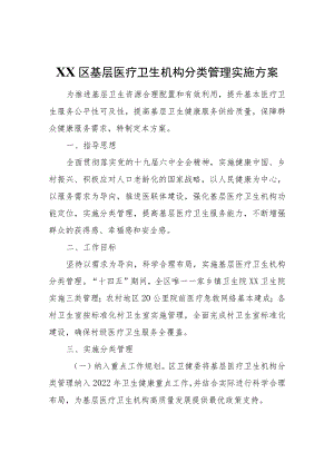 XX区基层医疗卫生机构分类管理实施方案.docx