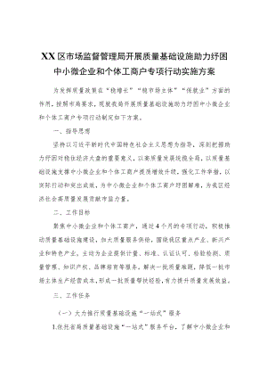 XX区市场监督管理局开展质量基础设施助力纾困中小微企业和个体工商户专项行动实施方案.docx