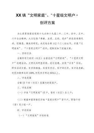 XX镇“文明家庭”、“十星级文明户”创评方案.docx