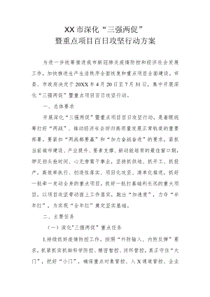 XX市深化“三强两促”暨重点项目百日攻坚行动方案.docx