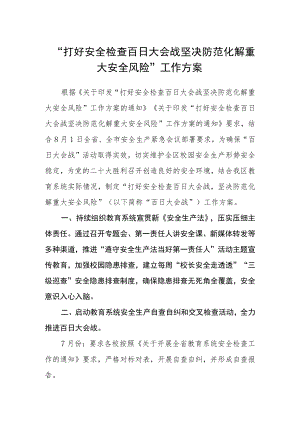 “打好安全检查百日大会战 坚决防范化解重大安全风险” 工作方案.docx