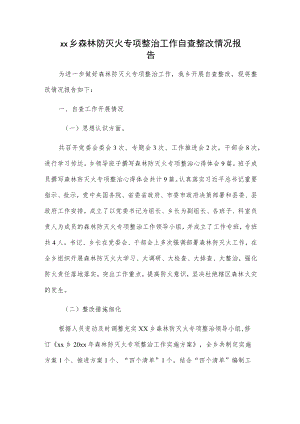 xx乡森林防灭火专项整治工作自查整改情况报告.docx