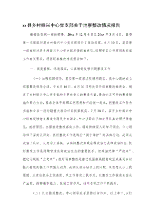 xx县乡村振兴中心党支部关于巡察整改情况报告.docx