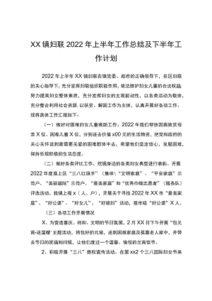 xx镇妇联2022年上半年工作总结及下半年工作计划.docx