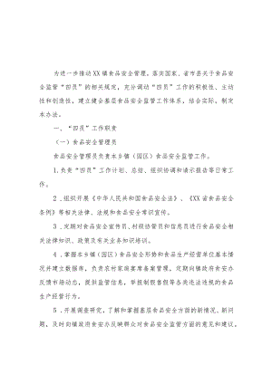 XX镇食品安全监管“四员”管理暂行办法.docx