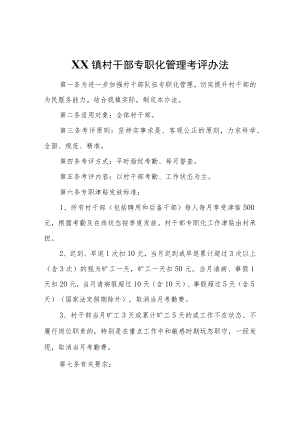 XX镇村干部专职化管理考评办法.docx