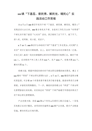 xxx镇“下基层、察民情、解民忧、暖民心”实践活动工作简报.docx