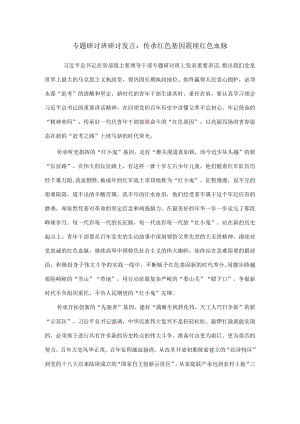专题研讨班研讨发言：传承红色基因 赓续红色血脉.docx