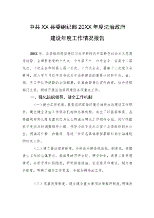 中共XX县委组织部20XX年度法治政府建设年度工作情况报告（20220120）.docx