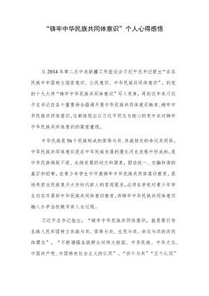 “铸牢中华民族共同体意识” 个人心得感悟.docx
