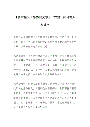 【乡村振兴工作体会文章】“六治”融合促乡村振兴.docx