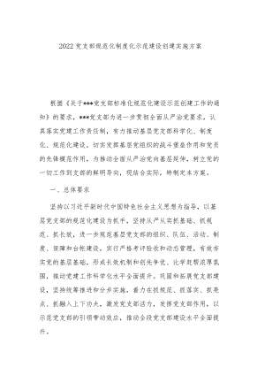 2022党支部规范化制度化示范建设创建实施方案.docx