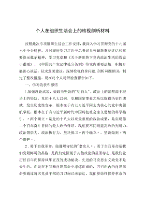 2022个人在组织生活会上的检视剖析材料.docx