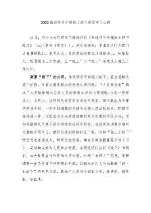 2022推进领导干部能上能下规定学习心得3篇.docx