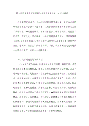 2022国企集团党委书记巡视整改专题民主生活会个人发言提纲.docx