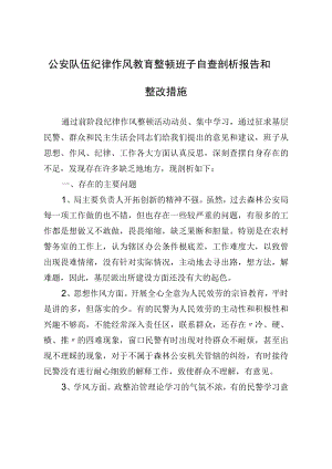 2022公安队伍纪律作风教育整顿班子自查剖析报告和整改措施.docx