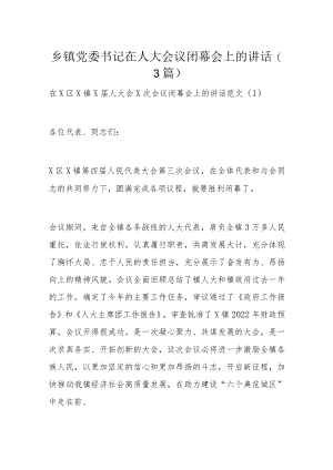 乡镇党委书记在人大会议闭幕会上的讲话（3篇）.docx