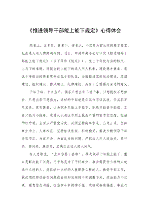 2022领导干部学习《推进领导干部能上能下规定》心得体会发言稿十篇.docx
