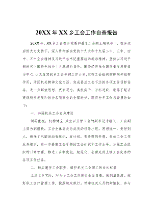 XX乡工会工作自查报告.docx