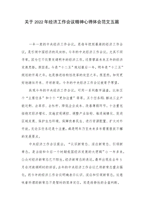 关于2022年经济工作会议精神心得体会范文五篇.docx