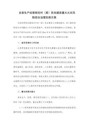 全县生产经营租住村（居）民自建房重大火灾风险综合治理实施方案.docx