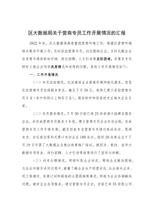 区大数据局关于营商专员工作开展情况的汇报.docx