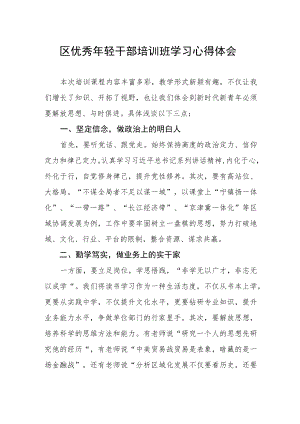 区优秀年轻干部培训班学习心得体会.docx