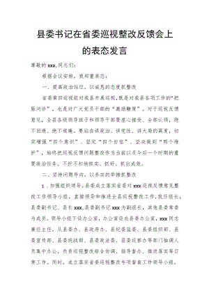 县委书记在省委巡视整改反馈会上的表态发言.docx