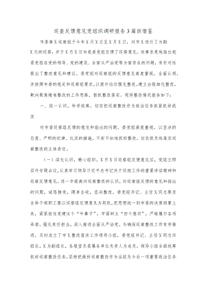 巡查反馈意见党组织调研报告3篇供借鉴.docx