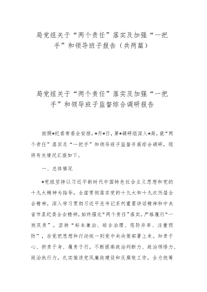 局党组关于“两个责任”落实及加强“一把手”和领导班子报告（共两篇）.docx